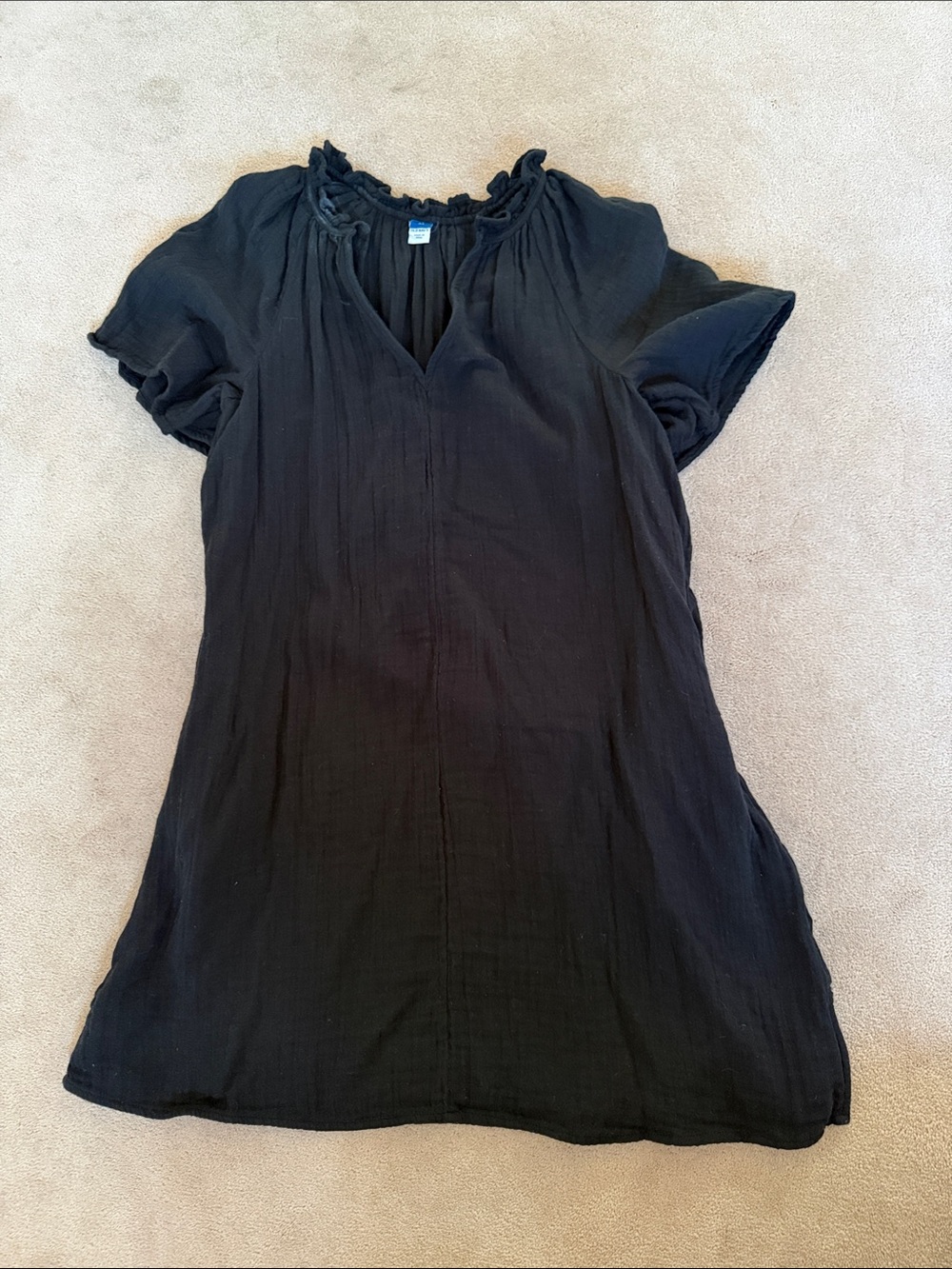 Black Women's Short Flutter Sleeve V-Neck Dress